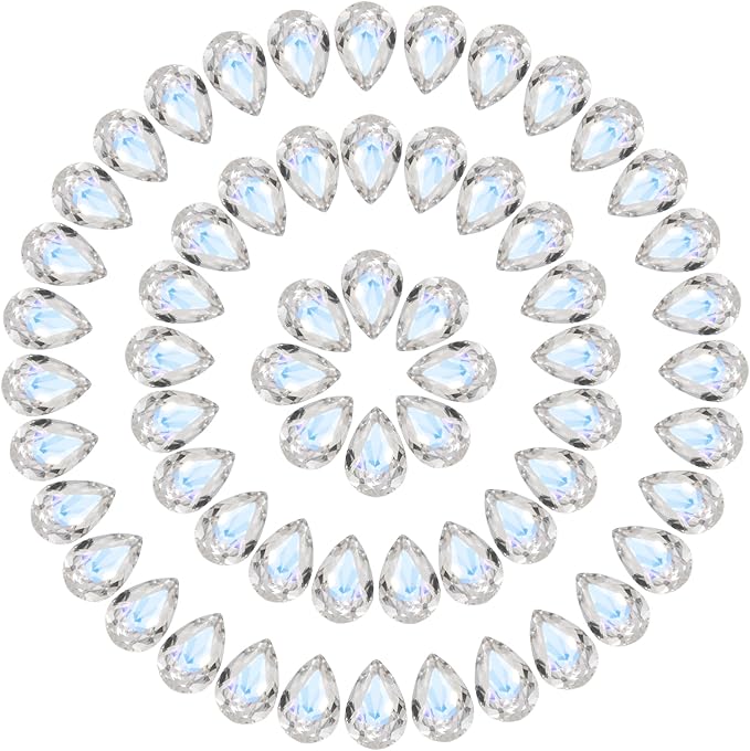 MECCANIXITY Teardrop Rhinestones 7x10mm, 84 Pcs Pointed Back K9 Glass Shiny Drop Shaped Rhinestones Crystal Gems for DIY Jewelry Making Crafts, Silver AB