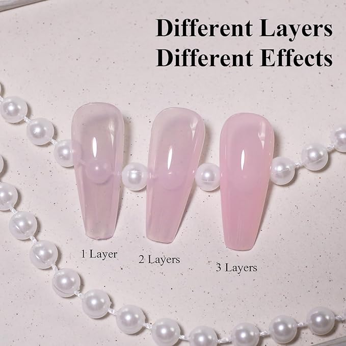 Imtiti Light Pink Jelly Gel Nail Polish, Milky Pink Sheer Translucent UV Gel Polish for Nail Art Soak off UV Led 10ML