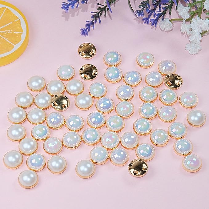 200Pcs Pearl Sew on Rhinestones for Crafting,8mm Claw Pearl Embellished Rhinestoness for DIY,Half Round Pearls for for Crafting Jewelry Handicrafts Clothes Bag Shoes-Ab Colorful(Silver Claw)