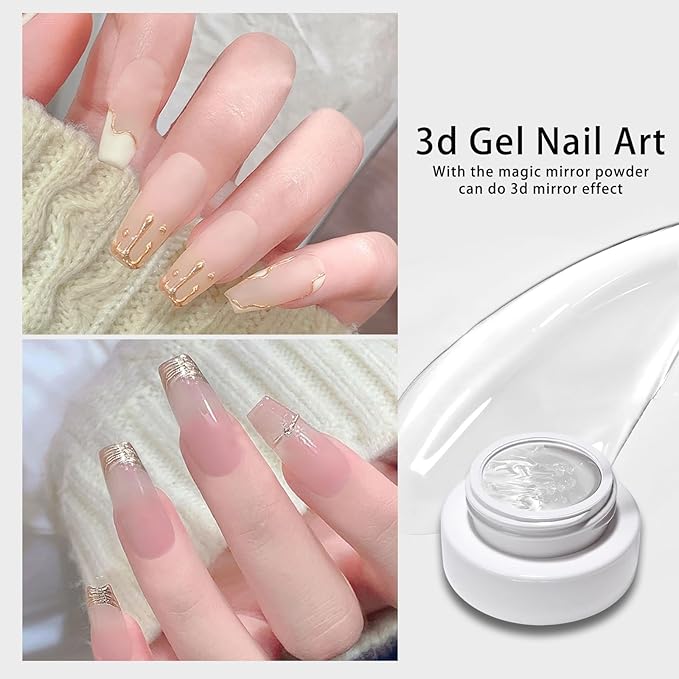 Solid 3d Nail Sculpting Gel For Nail Art, 3d Nail Art Gel Multifunctional 3d Molding For Nails Salon Home DIY (Transparent)