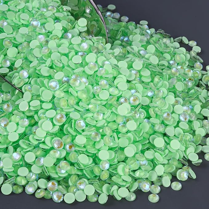 Blinginbox Flatback Rhinestones Round Gems, 288pcs Luminous Series Glass Stones Neon Gems Non Hotfix Crystal Rhinestones for Nail Charms Crafts Clothes Tumblers,Mac. Mint AB Luminous,SS30.