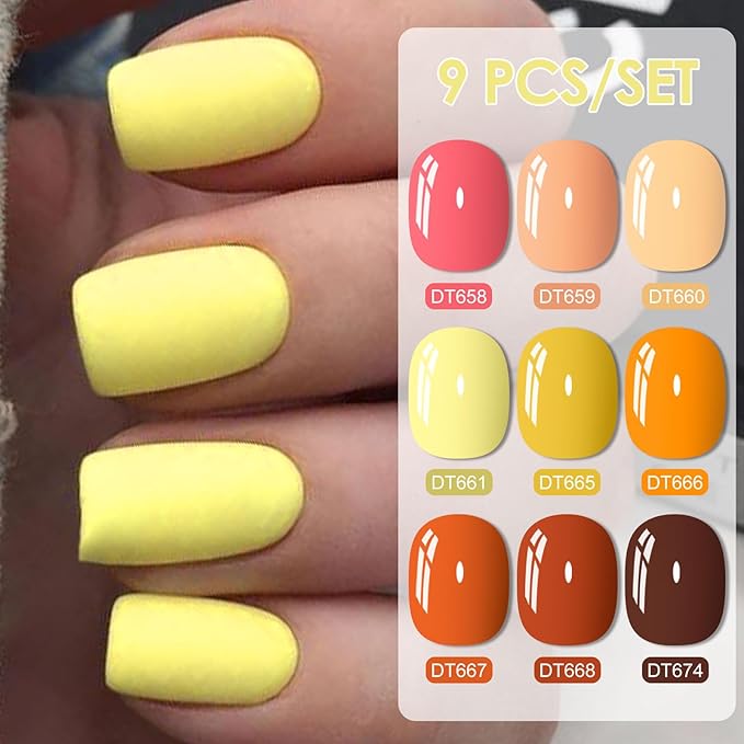 MEET ACROSS 9 Colors Gel Nail Polish + 3PCS Function Gel Nail Polish Kit,Fashion Nail Art Set Design Gifts for Women Manicure Salon (SET22, 12pcs)