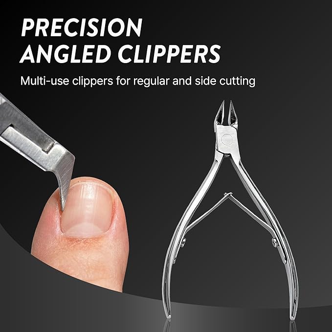 Ingrown Toenail Clippers for Seniors Thick Toenails, 7 Pcs Heavy Duty Large Pedicure Toe Nail Clipper Set with Wide Opening, Includes Nail Cutter, File, Lifter, Cuticle Pusher, Travel Case