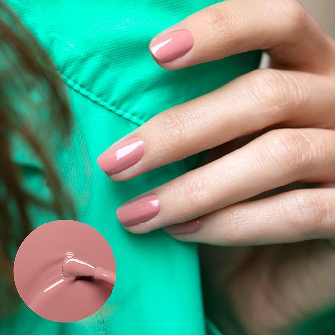 Manucurist Green Flash LED Old Rose - Powder Pink Gel Nail Polish - Vegan, 12-Free, Plant-Based - Strengthens and Protects the Nail - Gel Polish - Made in France - 0.5 fl oz