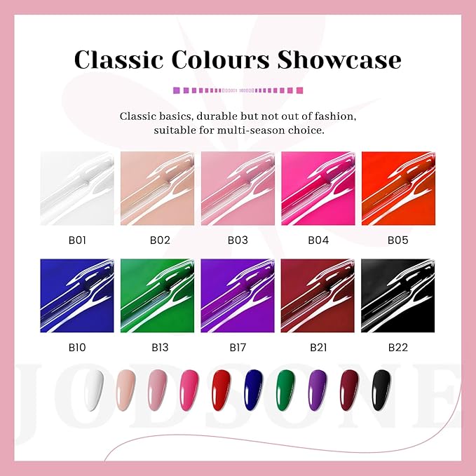 JODSONE 12 Bottles Christmas Gel Nail Polish Set Base Coat Glossy Top Coat Fast Drying Long Lasting Soak Off Wipe Free