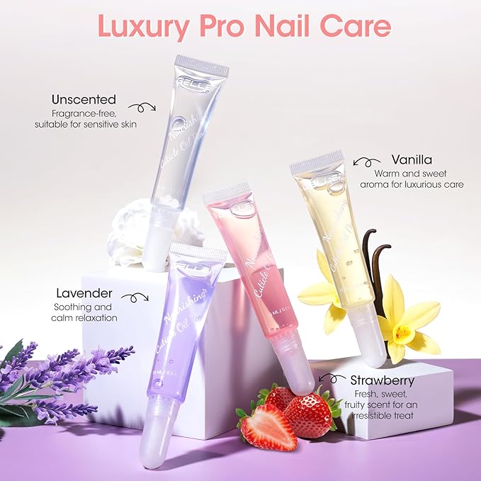 Gellen Cuticle Oil Pen Nourishing Nail Growth Oil Pen | Rich with Jojoba Oil & VE Soften Cuticles Strengthen Healthier-Looking Nails, Brush Applicator, Pro Care for Hands, Strawberry Scent