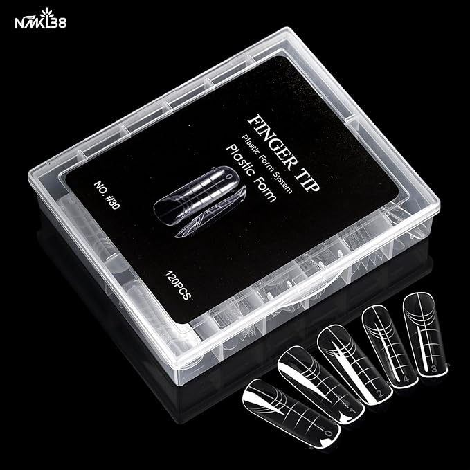 NMKL38 120PCS Dual Nail Forms 12 Sizes Full Cover Nail Molds With Scale Nail Art Design for Salon DIY at Home