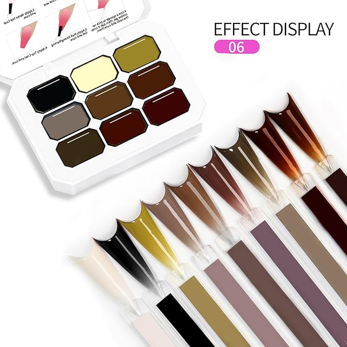 AIJIMEI Ombre Gel, Gradient Painting Gel, Ombre Gel Nail Polish, Including 100 Nail Sponges And Grabbing Pen Suitable For Salons And Family DIY(A6).
