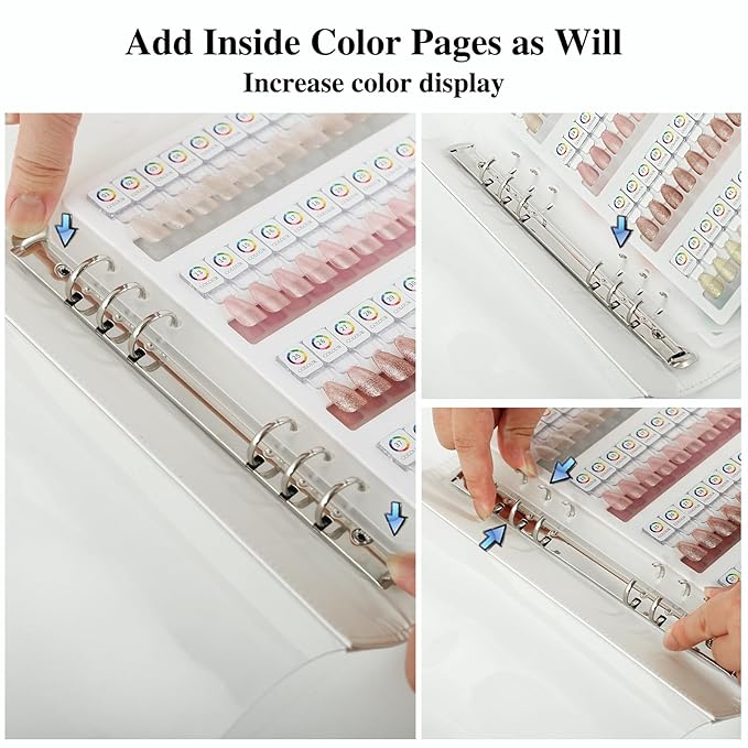96 Magnetic Nail Color Book,Leather Magnetic Color Display Book with 96PCS Magnetic Tips & 1-120 Number Labels,Perfect for Nail Polish Nails Art Design(White)