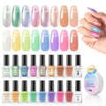 Quick Air Dry Nail Polish, 16 Colors Holographic Nude Peach Pink Blue Green Jelly Glitter Sparkle Regular Nail Polish with Clear Base Top Coat & Remover Pads, Hema-free, Non Gel,
