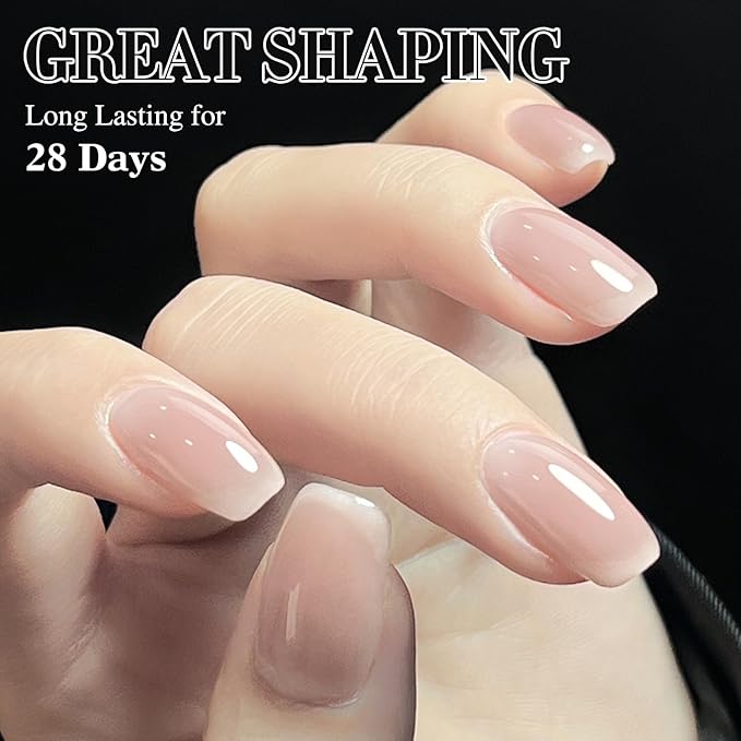Double Rhythm Clear Gel Nail Polish 15ml Nail Strengthener Builder in a Bottle Nail Extension Hard Gel Soak Off Long Lasting UV Gel (Baby Nude 8 in 1-9)