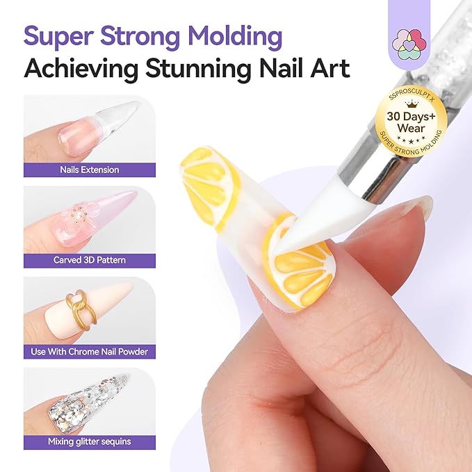 SAVILAND Sculpting Gel for Nail Art: 60 g Super Strong Solid Gel Builder 3D Gel Nail Art Clear Solid Sculpting Gels Non Sticky to Hands Extension Salon SSproSculpt X
