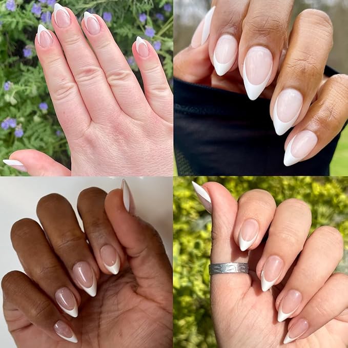 Olive & June Maximalist Instant Mani Press-On Nails (Glue) | 42 Fake Nails, 21 Sizes | Non-Toxic, Long-Lasting Big, Bold Gorgeous Realistic Look | Salon-Quality | Medium, Stiletto | Sharp French