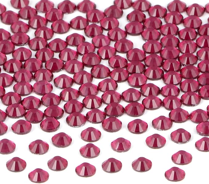144 pcs SS30 Fuchsia Hotfix Rhinestones Flatback Round Crystal Glass Rhinestones Gems for Crafts Nail Face Art Clothes Shoes Bags DIY