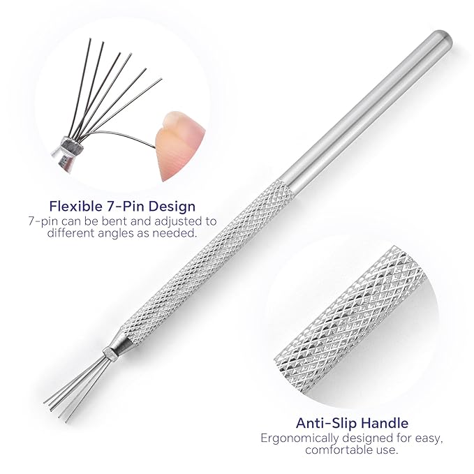 3Pcs 7-pin Nail Liner Tool Nail Art Pen Bendable Ultra-thin Stripe Nail Brush, Drawing Dotting Sculpting Manicure Styling Tool, for Home DIY Nail Salon (3PCS)