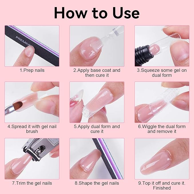 Makartt Poly Nail Gel Set - 4 Colors, Strong Builder for Extension Overlay Strengthener 3D Diy, Multifunctional, Long-lasting for Nails French Manicures Home Salon Clear and 3 Pink Shades