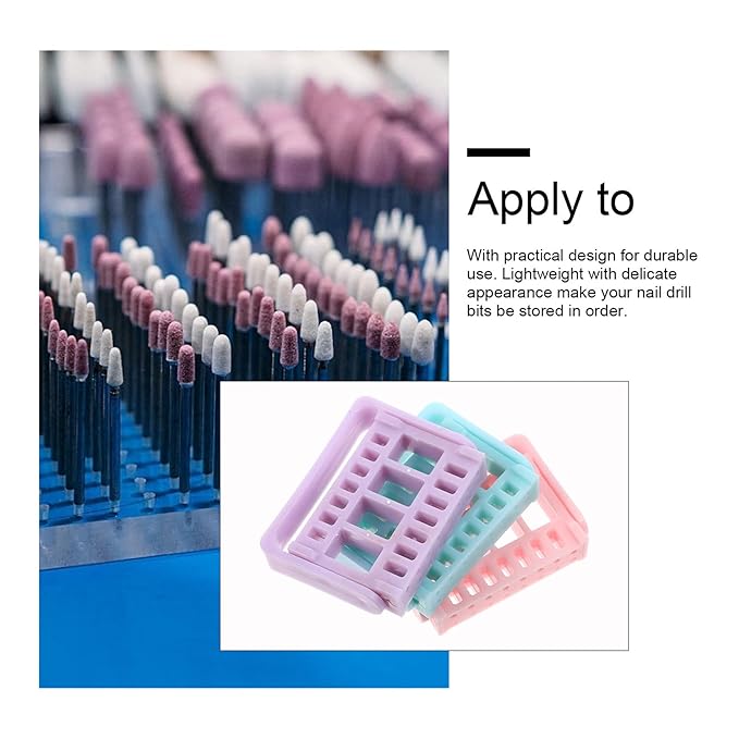 Lurrose 3pcs 16 Holes Nail Art Drill Bit Holder Exhibition Stand Organizer Nail Art Display for Home Use or Nail Salon
