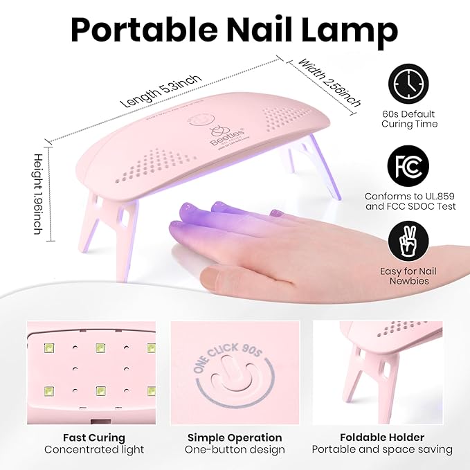 Beetles 10ML HEMA-Free Black Gel Nail Polish Kit with U V Light, 5 Pcs Black Gel Polish Set DIY Home Salon Portable Manicure Kit with Base &Top Nail File Coat Soak Off Gifts for Women Girls Teens
