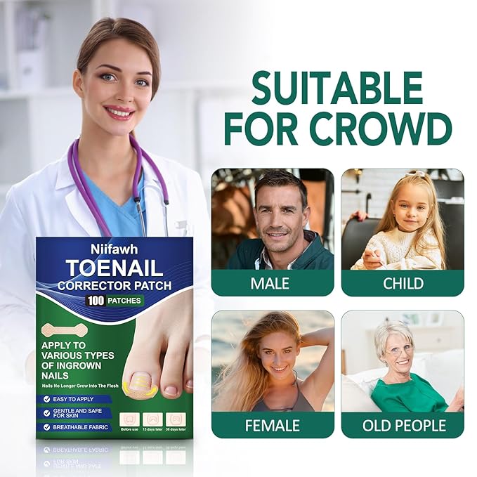 Ingrown Toenail Treatment, 100 Pcs Breathable Ingrown Toenail Strips, Toenail Corrector Patch with 3 Pedicure Tools for At-Home Pedicure and Foot Care (Style 04)