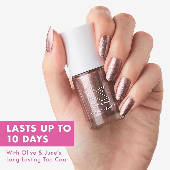 Olive & June Long Lasting Nail Polish | Plump Gel-Like Finish No Lamp Needed | Lasts up to 10 days | Salon-Quality 15-Free Vegan & Cruelty-Free Chip-Resistant | Sundance Shimmer
