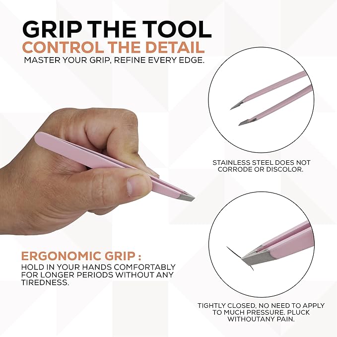 6 Pieces Professional Stainless Steel Tweezers for Eyebrows with Curved Eyebrow Scissors for in Grown Hairs,Precision Tweezers Set for Women & Men Hair Plucker with Fiber Tip