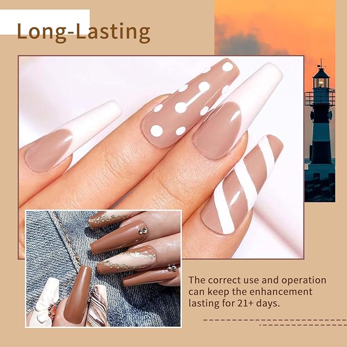 JR 9pcs 15ml Gel Nail Polish Set Light Brown Nude Fall Gel Polish Kit UV LED Soak Off Polish Home DIY Brown Gel Polish Set 15ml
