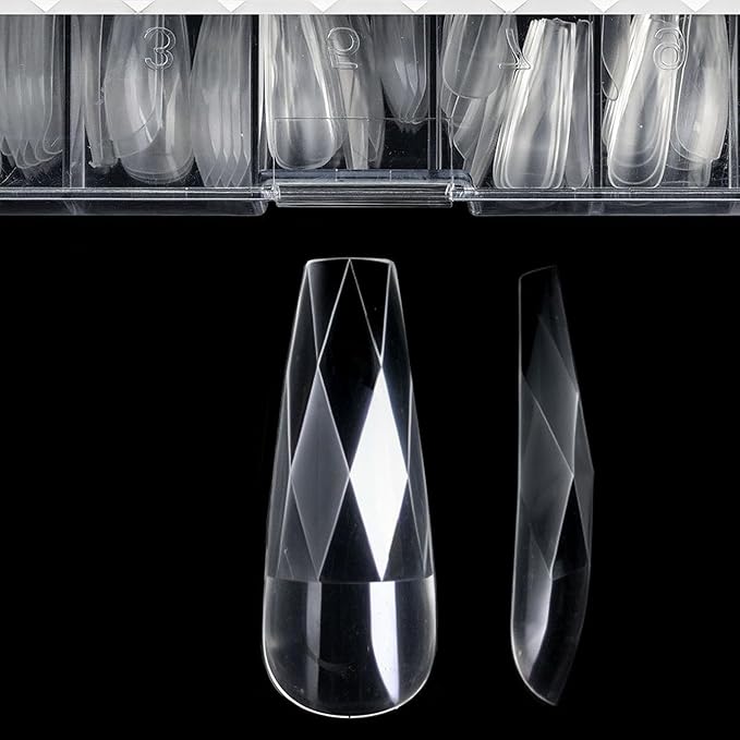 3D Diamond Shaped Polygel Nail, Extension Clear Full Cover False Nail Tips, Hybrid Gel Acrylic Nail, Diamond Fake Nails, 14 Sizes Building Artificial Press on Nail (style 4, 120pcs)