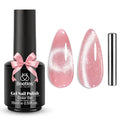 Beetles Pink Cat Eye Gel Nail Polish - 15ML Valentines Gel Polish Light Pink Cat Eye Shimmer Glitter Gel Polish with Magnet Soak Off UV Spring Encounter Nail Art Design Manicure Gifts for Women