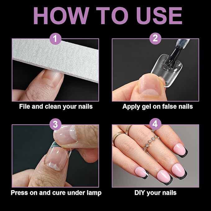 300Pcs Short Tapered Round Square Gel Nail Tips Pre-etching XS Squoval Press On Nails for Extension DIY Manicure Salon Home, Full Cover Acrylic False Nail for Beginners and Professional, BlueZOO