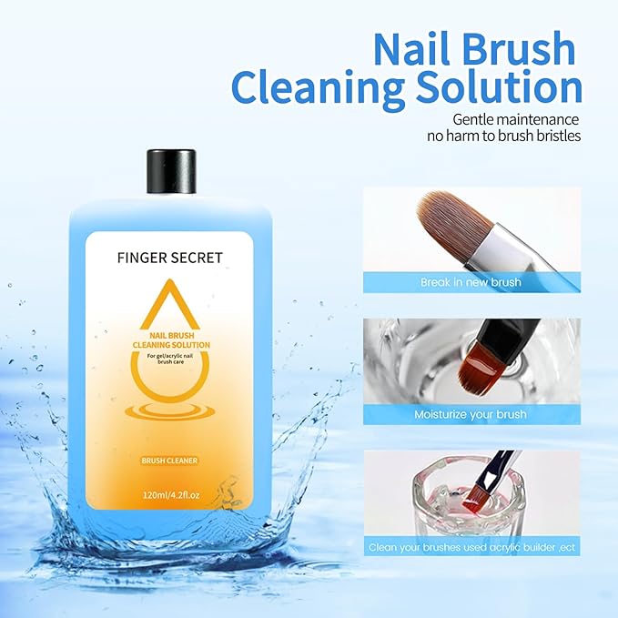 nail brush cleaner for nail brush nail art nail paiting50Pcs Cotton Finger Claws & Makeup Puff Set with 120ml Pen Cleaner Oil – Essential Cleaning Kit for Makeup Brushes, Nail Art, Painting (A12, 1)