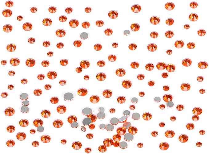 Bymitel 7200 Pieces 6 Mixed Sizes Glue Fix on Glass Rhinestones Round Crystal Gems Flatback for DIY Jewelry Making with one Picking Pen(6-Sizes 7200PCS, Hyacinth)