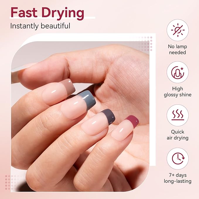 Nude Grays Nail Polish Set, 6 Colors Nude Pink Brown Red Dusty Rose Nail Polishes Neutral Color for All Seasons, Fast Air Dry Nail Art DIY at Home Manicure Gift for Women Girls