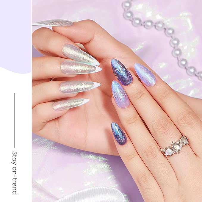 MIZHSE Chameleon Glitter Gel Nail Polish Set - 6 Colors Aurora Sparkle Glitter Gel Polish Kit Blue Purpke Holographic Shimmer U V LED Gel Polish for DIY Salon Home Manicure