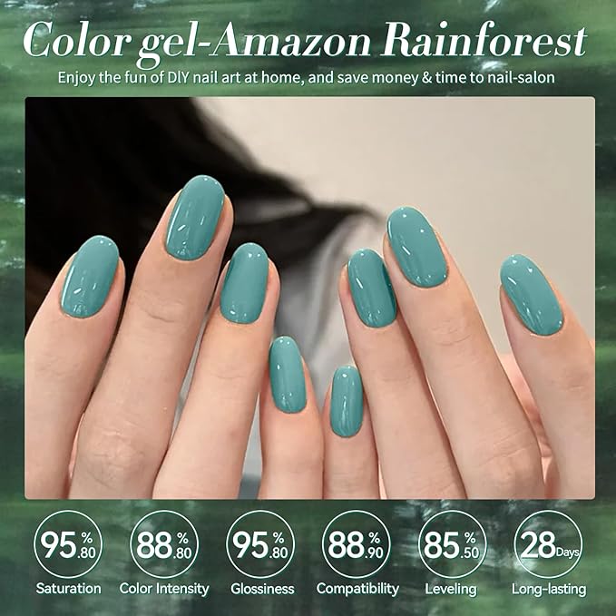 Born Pretty Green Gel Nail Polish,Light Green to Dark Shades Glitter Blue White Gel Polish Rainforest St. Patrick's Day Soak Off U v LED Light Cure for Salon Manicure and Nail Art DIY at Home
