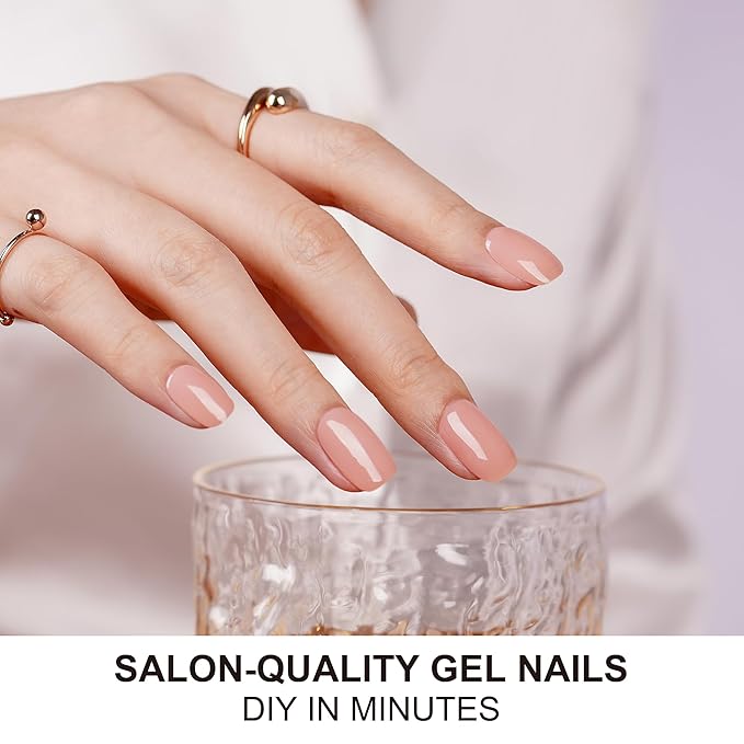 DANNI & TONI Semi Cured Gel Nail Strips (Tint Nude) Natural Solid Color Gel Nail Wraps 28 Stickers
