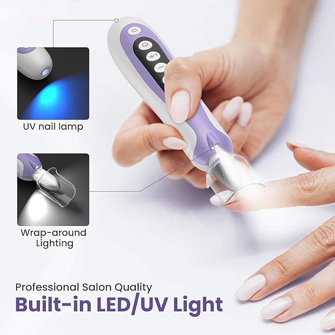 Nail Drill, Electric Nail File & 10-Speed Cordless Nail File, 10 in 1 Kit for Thick Toenails, 2000mAh Rechargeable Portable Manicure Pedicure Kit with LED Display Ideal Gift for Men & Women(Purple)