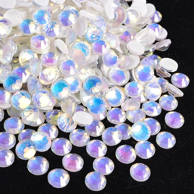 Blinginbox Flatback Rhinestones Round Gems, 1440pcs Luminous Series Glass Stones Neon Gems Non Hotfix Crystal Rhinestones for Nail Charms Crafts Clothes Tumblers,Crystal Luminous Opal,SS20.