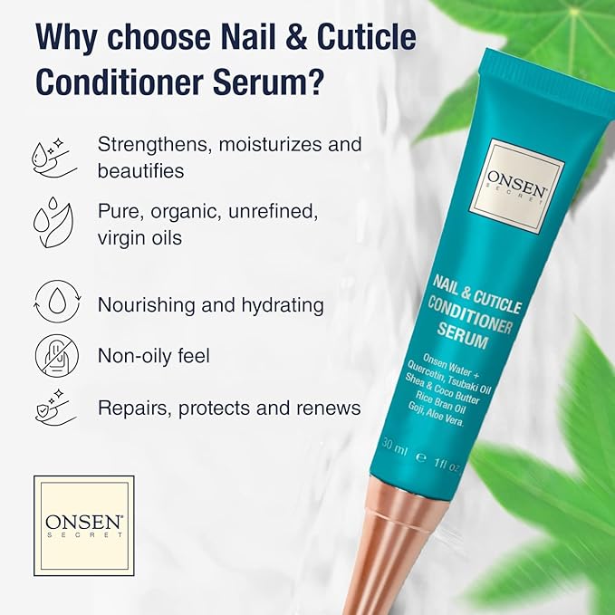 Onsen Secret Nail Reboot Duo - Treatment for Damaged Nails - Natural Nail Care & Cuticle Repair - Visible Results For Perfect Nails, Cuticle Conditioner Cream 30ml & Nail Reboot Oil 35ml
