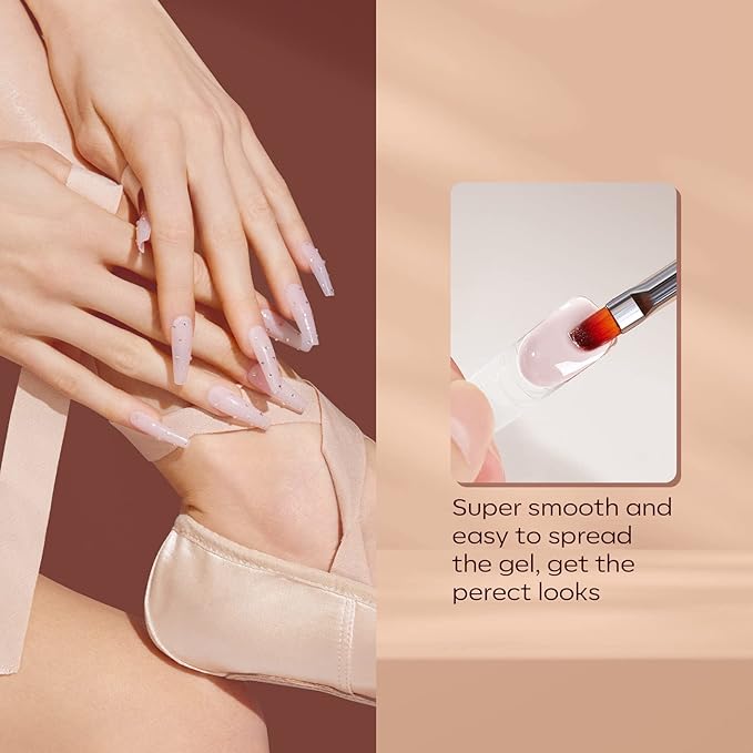 Modelones Poly Nail Gel, 6 Colors Nude Skin Tones Pink Neutral Brown Collection Poly Extension Gel Set Builder Manicure DIY Design Nail Art Home Salon Beauty Gift
