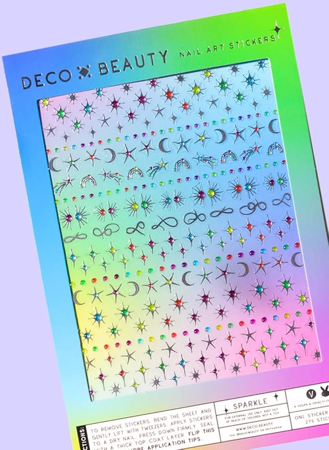 Deco Beauty Sparkle- Super Thin & Easy-to-Apply Nail Art with The Cutest Designs - Durable & Long-Lasting Nail Art Stickers and Decals for Women, for DIY at-Home Manicures & Salon-Quality Nails