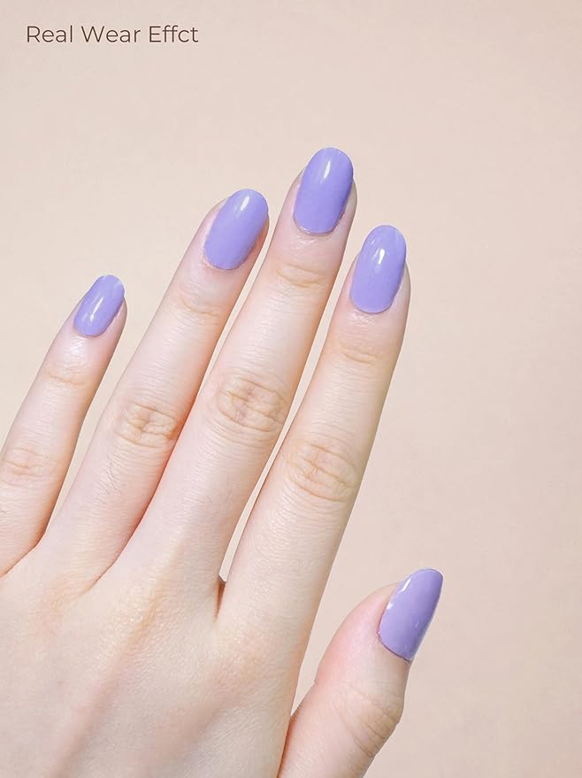 Pre Cured Gel Nail Strips - 44PCS Salon Quality Gel Nail Stickers - Long Lasting Polish Wraps for Women no UV Light Needed Easy Apply & Remove (Royal Purple)