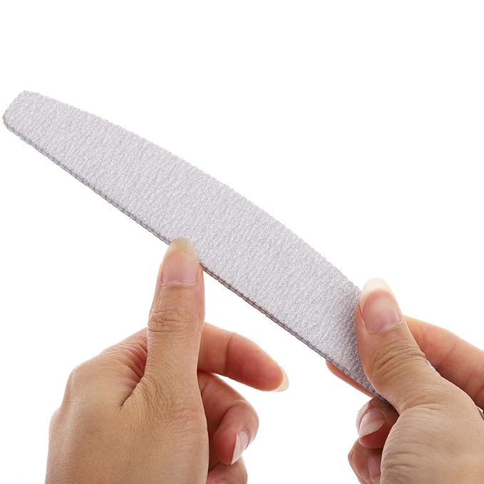Nail File 25 Pack 100/180 Grit Professional Doubled Sides Emery Boards Washable Curved Nail Files for Gel Nail and Acrylic Nails, Salon Home Use