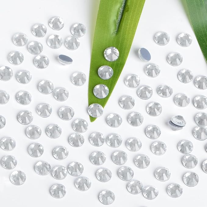 Bymitel Hotfix Crystal Rhinestones Round Gems Iron on DIY Jewelry Making Flat Back for Crafts,Clear Crystal, 3mm(SS12/2880pcs)