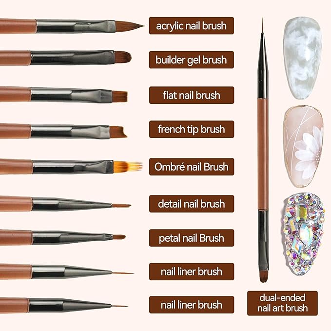 18 PCS Nail Art Brushes Set with Nail Sculpting Pen Dotting Tools For Painting Nails,Acrylic Nail Brushes for Nail Extensions,Liner Brushes for French Nails,Nail art tools for Diy Design