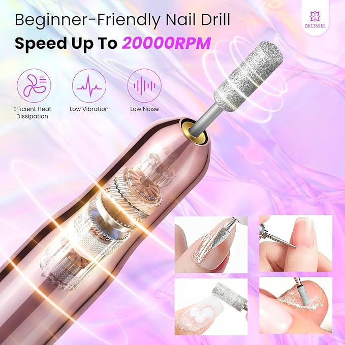 Nail Kit for Beginners with Everything: Professional Nail Kit Acrylic Set with Practice Hand Drill U V Light Gel Polish in Makeup Bag Gift for Women Salon Home (Holo Pink)