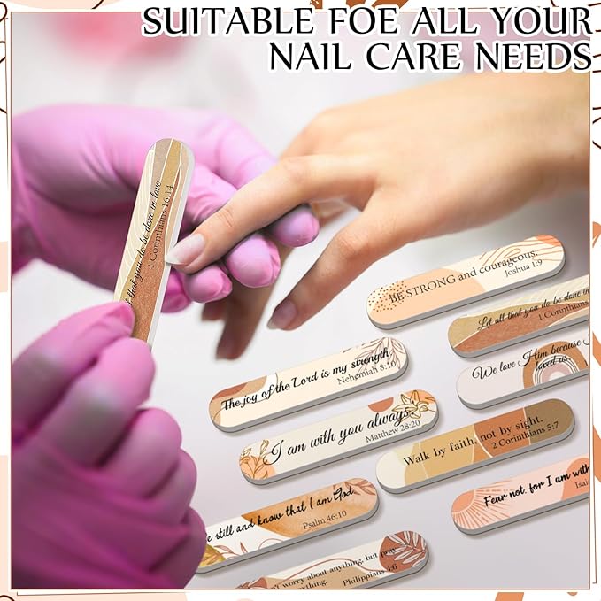 50 Pack Christian Boho Religious Gifts Bulk Holiday Mini Emery Boards Double-Sided Christmas Party Nail Files Favors Bulk Stocking Stuffers for Employee Appreciation Teacher Staff Coworkers