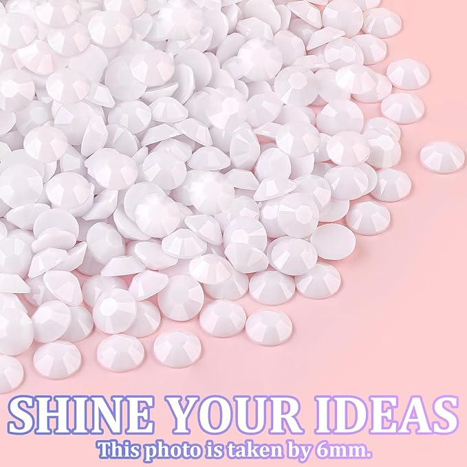 25000Pcs Resin Rhinestones for Crafting, White 2-6mm Mixed Sizes Non Hotfix Flatback Gems with 1Pcs Glue, Bedazzling Crystal for DIY Craft Clothing Mugs Tumblers Shoes Fabric Decor Nail Art