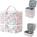 Nail Polish Organizer Aesthetic Nail Organizers and Storage, Bow Nail Supplies Kit Organizer Travel Carrying Case for Manicure Tools (Floral F, 2 Layer)