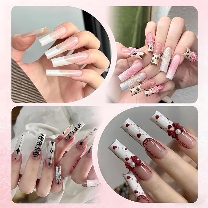 Allstarry Sandwich Dual Nail Forms, Reusable Sandwich Dual Forms 240pcs 15 Sizes Square Nail Extensions Plastic Poly Gel Nails Forms for Builder Gel No Paper Forms Needed Moldes Dual Nails Molds