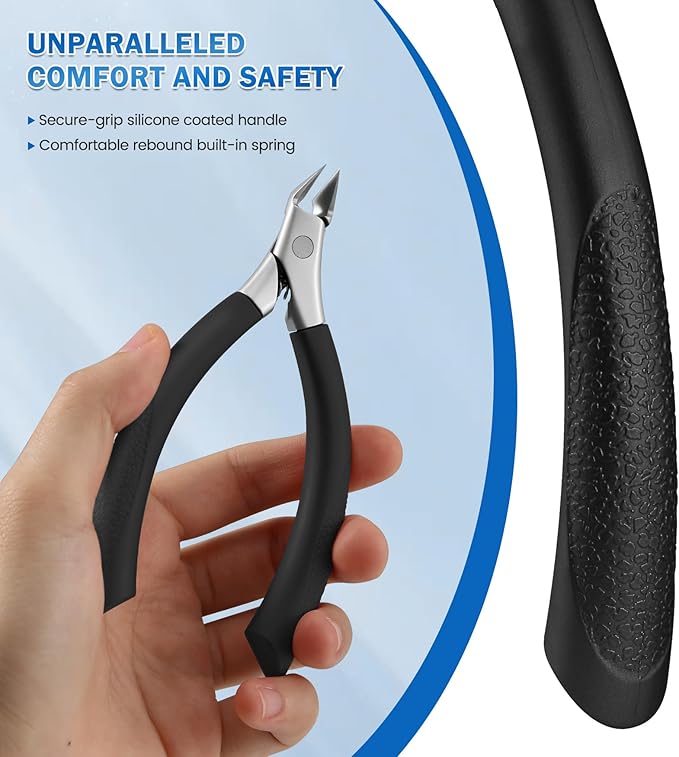 BEZOX Toenail Clipper, Straight Blade Podiatrist Nail Clippers for Thick Nails for Seniors, Men and Women, Ergonomic Toe Nails Cutter for Ingrown Toenail Prevention - Black